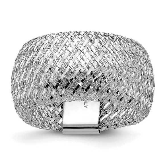 Leslie's 14k White Gold Diamond-Cut Flexible Stretch Ring Italian Design